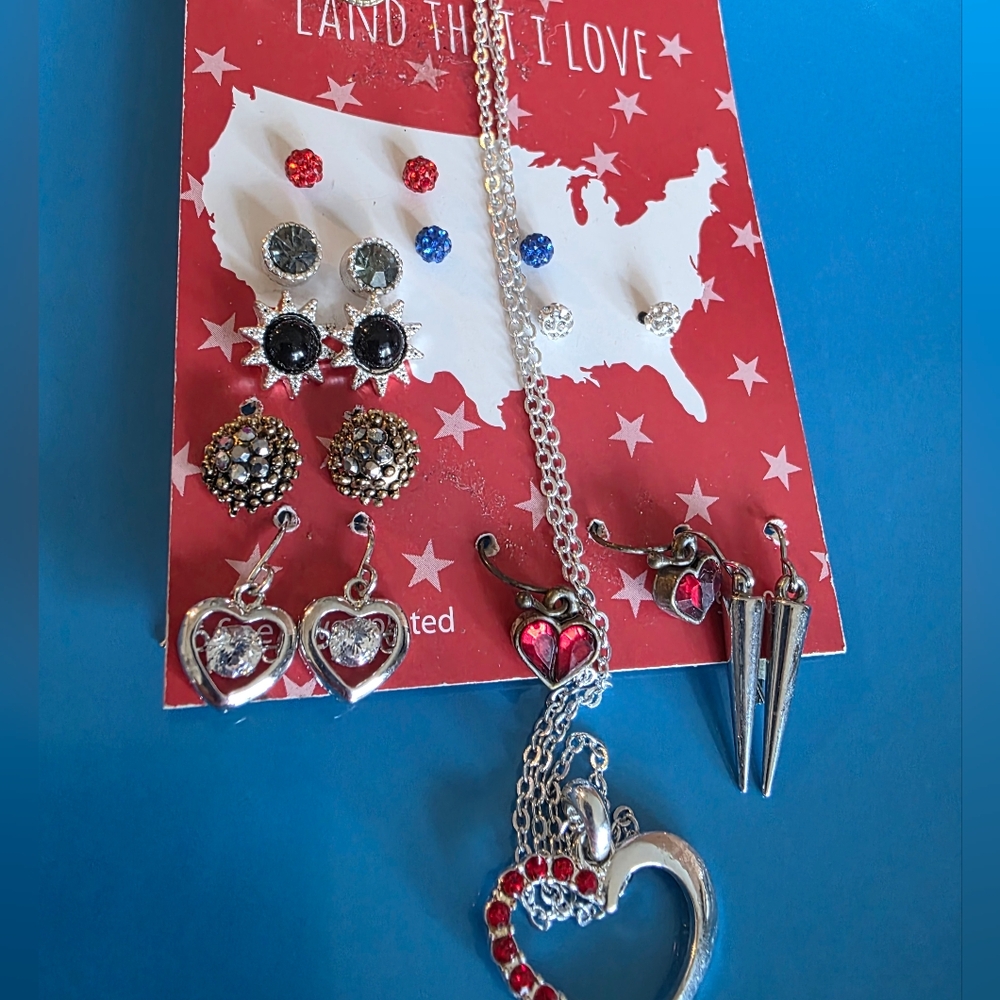 Elegant Heart and Cone Earring Set